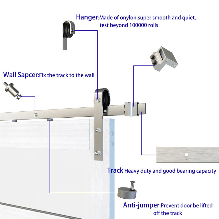 JUBEST Double Glass Barn Door with Installation Hardware Kit and Handle